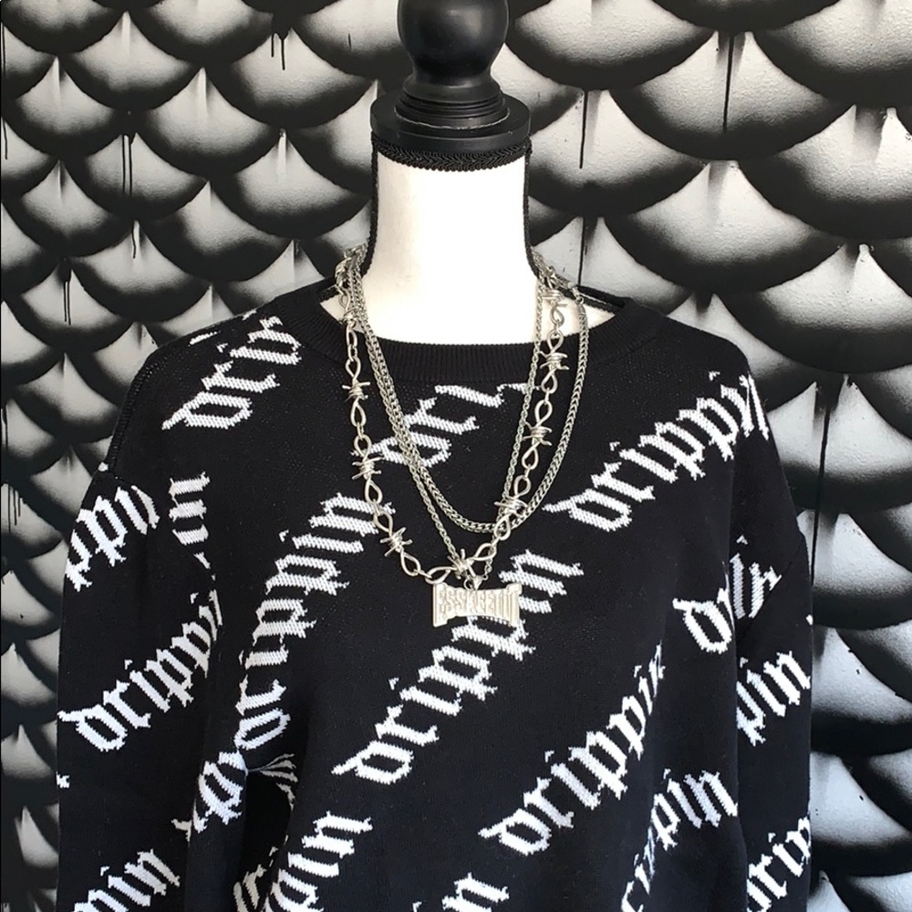“Drippin” long sleeve knit sweater